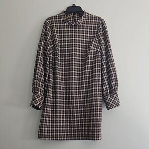 Calvin Klein Brown & Navy Sparkle Plaid Dress